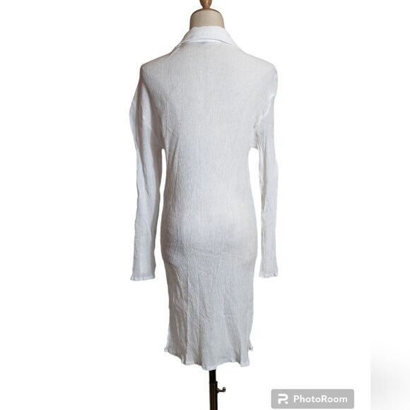 PrettyLittleThing White Sheer Mini Dress Top or Coverup - Picture 3 of 8